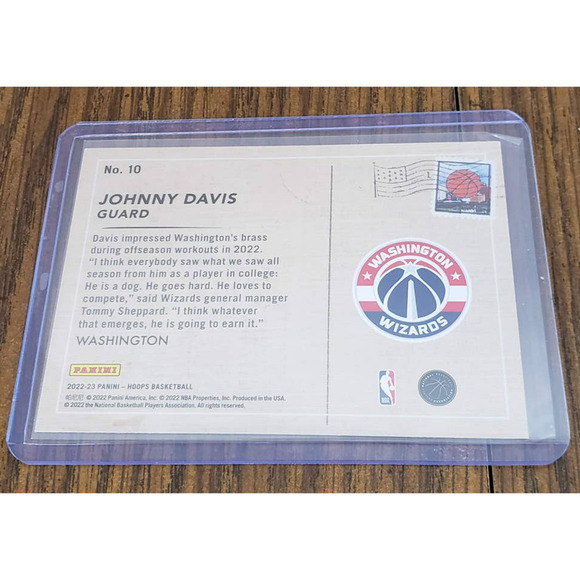 2022-23 Panini NBA Hoops Winter Johnny Davis Rookie Greetings Gold #10 Wizards - Picture 4 of 4